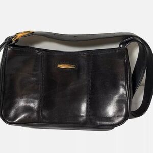 Oroton vintage black small leather shoulder bag.